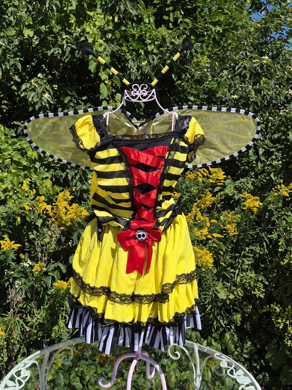 Yellow Bumblebee Womens Costume Dress with Wings - Unbranded